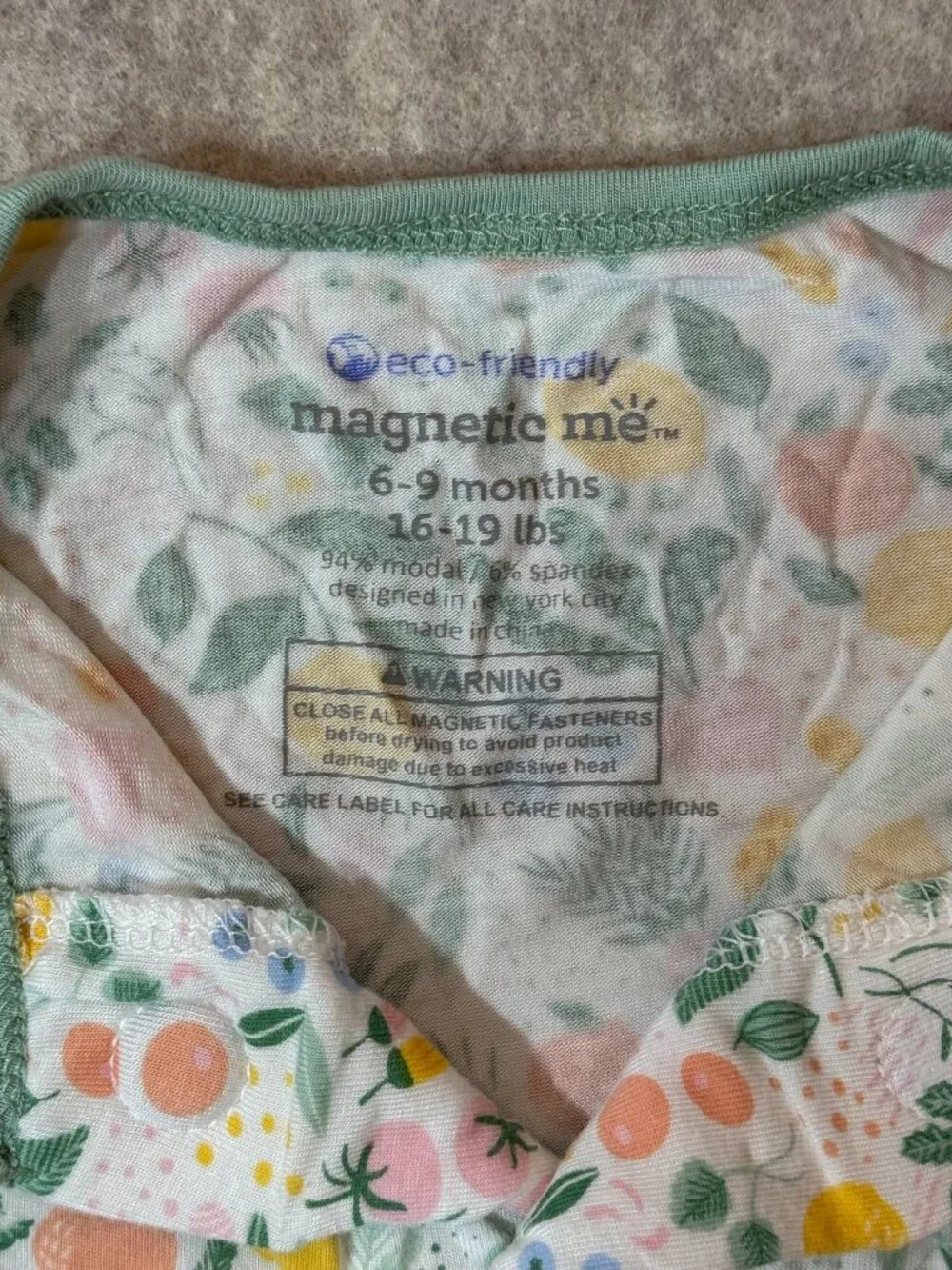 +Magnetic Me Garden Fruit Veggie Ruffle Footie Sleeper 6-9M Baby Girl Modal